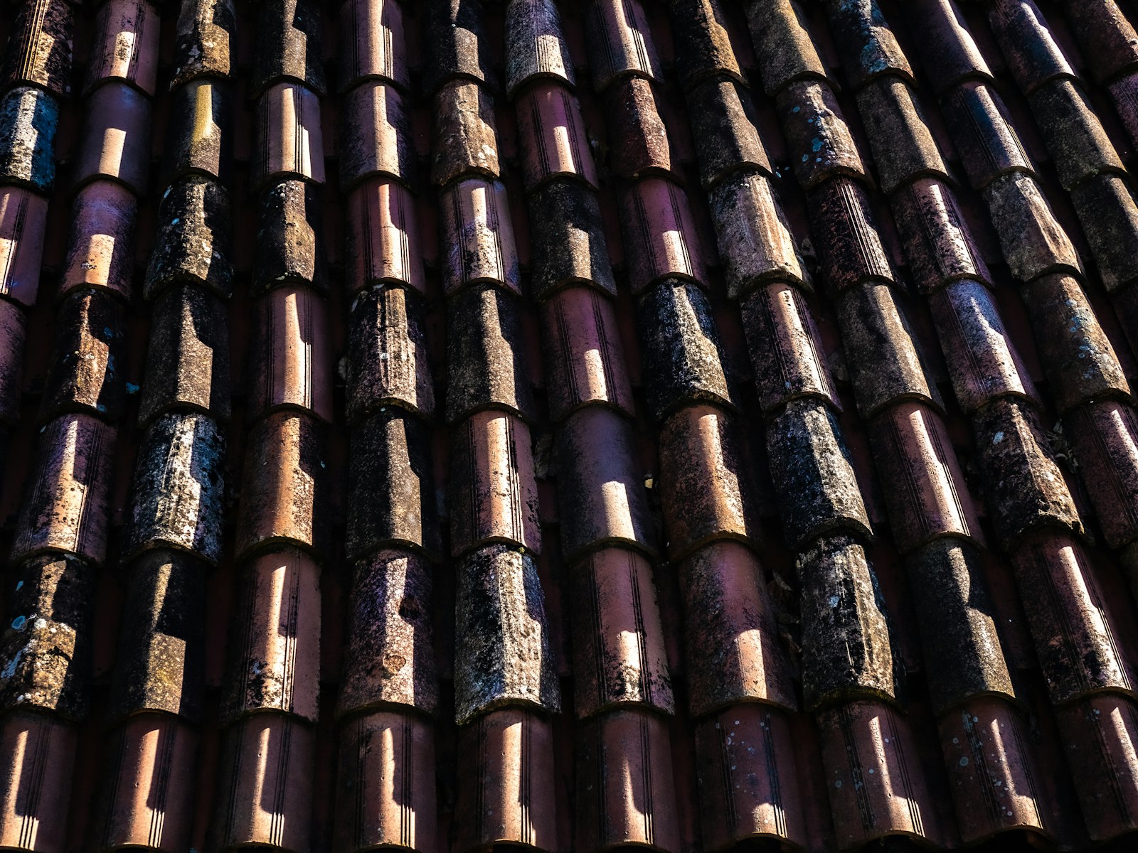 Weathered clay roof tiles